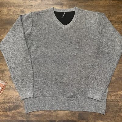 True Rock Mens V Neck Cotton Sweater Gray Mens Sz Large Preppy Classic