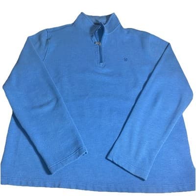 Izod Saltwater Quarter Zip Dadcore Preppy Golf Mens L Blue Long Sleeve Fleece - Thumbnail 2