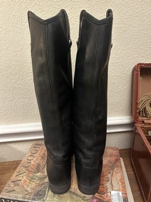 Frye Melissa Button Knee High Black Leather Riding Boots Womens 6B Pull On 7716 - Thumbnail 2