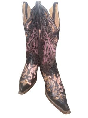 Stetson Exotic Python Leather Inlay Cowboy boots Women’s Sz 8 Snip Toe Cowgirl - Thumbnail 2