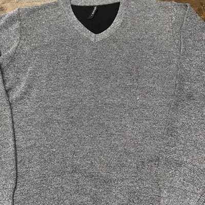 True Rock Mens V Neck Cotton Sweater Gray Mens Sz Large Preppy Classic - Thumbnail 2