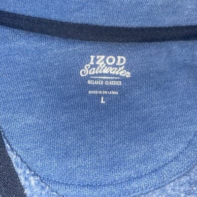 Izod Saltwater Quarter Zip Dadcore Preppy Golf Mens L Blue Long Sleeve Fleece - Thumbnail 4