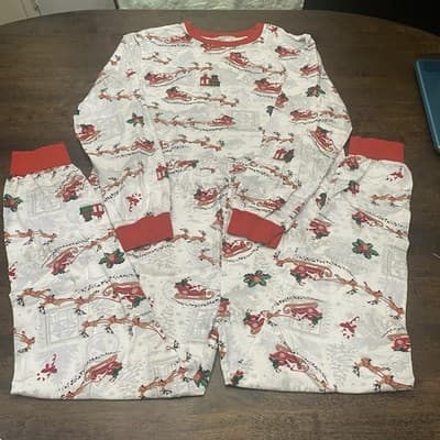 Christmas Pajamas Santa Sleigh Presents Ladies L 2 Piece - Thumbnail 3