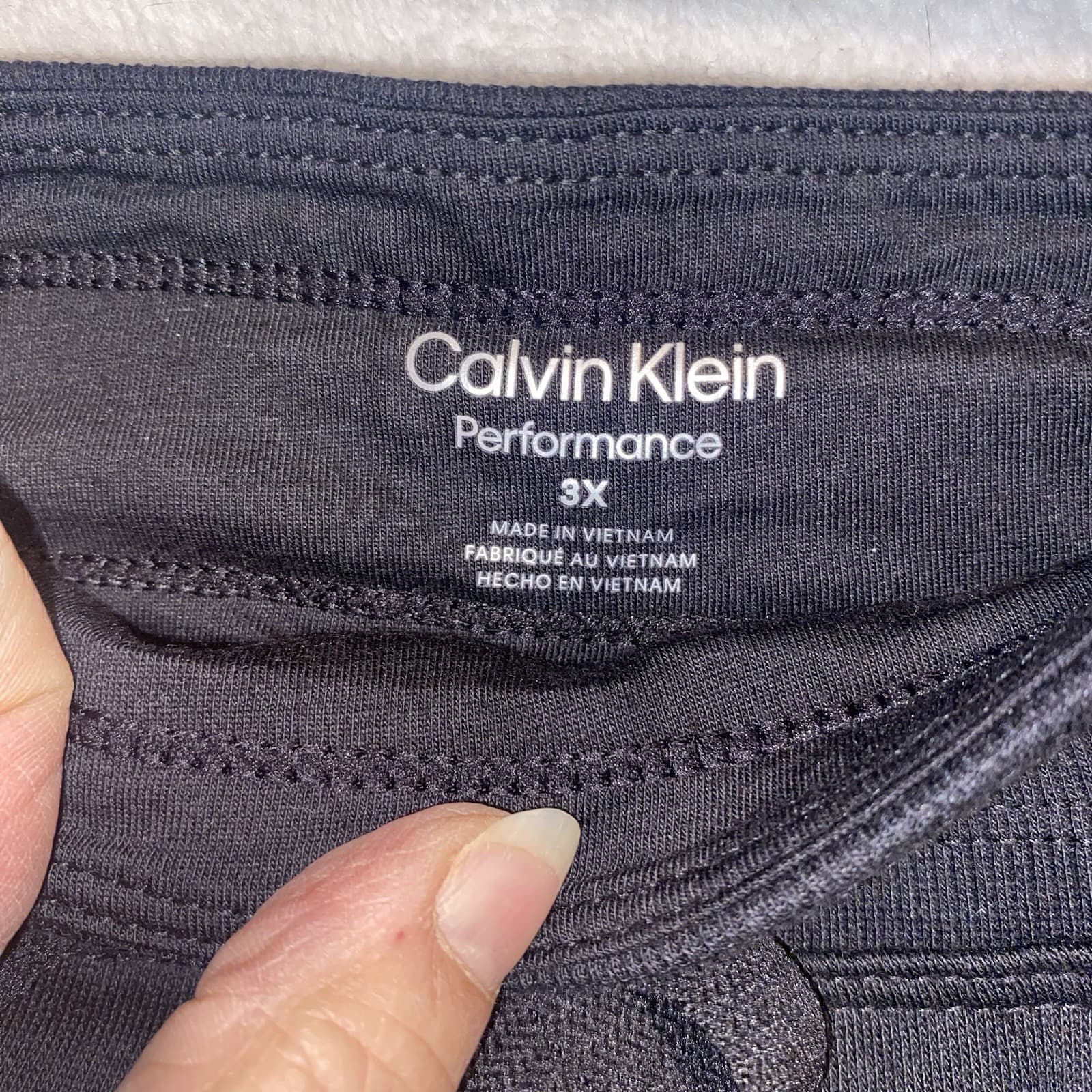 New Calvin Klein Womans Sz Large Crop Pants Pull On Pockets Black Knit NWT - Thumbnail 3