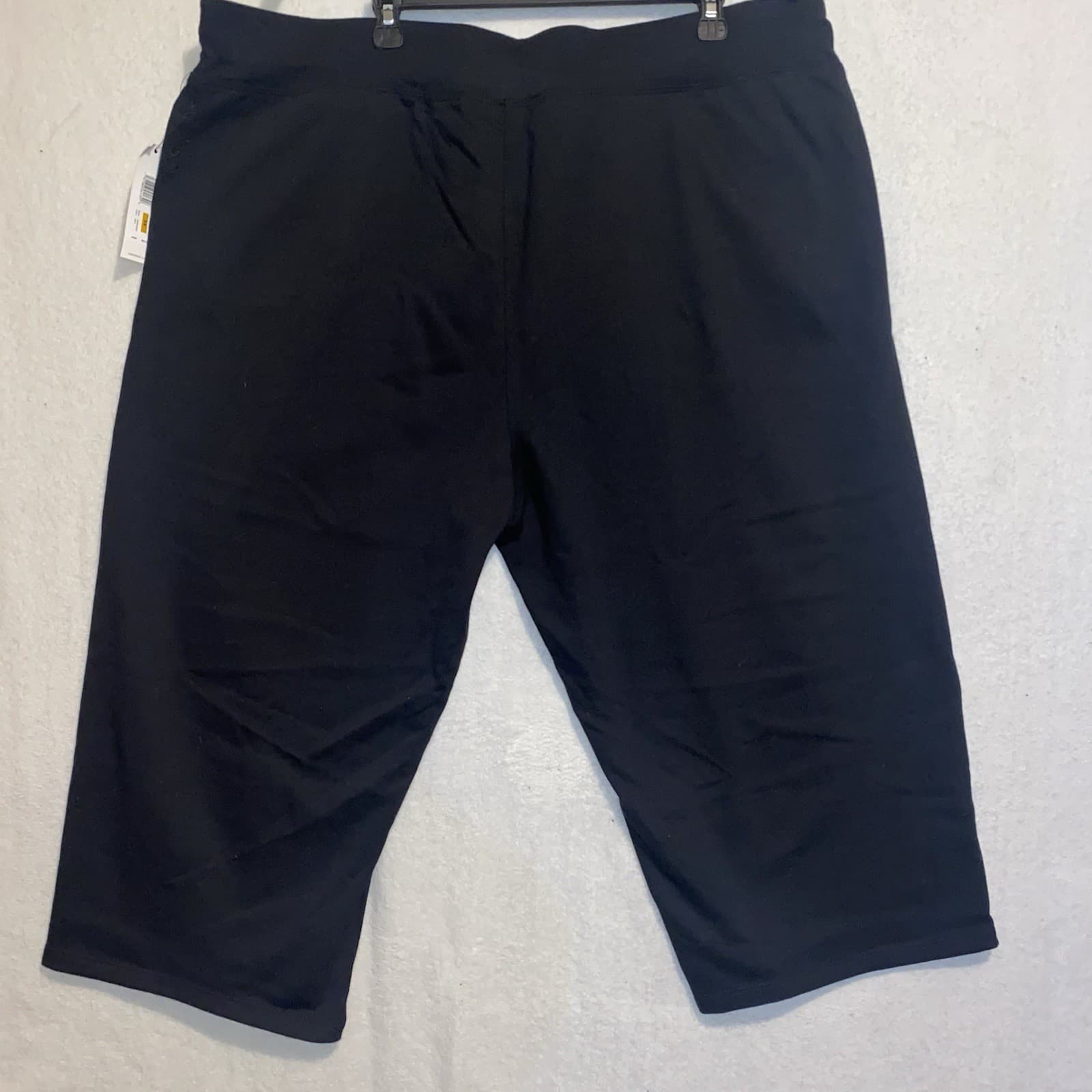 New Calvin Klein Womans Sz Large Crop Pants Pull On Pockets Black Knit NWT - Thumbnail 2