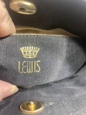 Vintage Crown Lewis Suede Bag Gold Chain Purse 1970s-1980s Clutch - Thumbnail 2