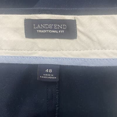 Lands End The Legacy Chino Shorts Lot Of 2 Mens Sz 48 Navy&Tan Cotton Pleated - Thumbnail 5