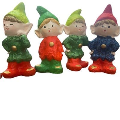 Vintage Christmas Elves Made in Japan 6 Hand painted Ceramic Holiday Whimsical - Thumbnail 10