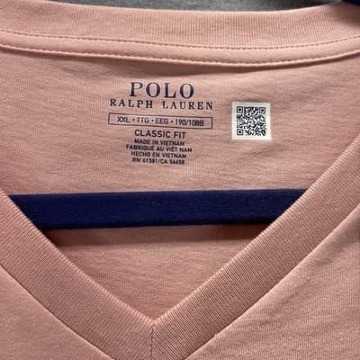 Polo Ralph Lauren V-Neck Classic Fit Jersey T-Shirt XXL Blush Pink Old Money - Thumbnail 3