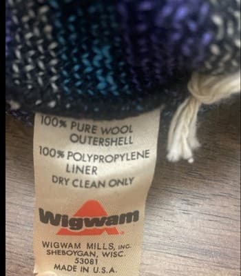 Wigwam Wool Beanie USA PomPom Winter Black Geometric Pattern Cream Color Lining - Thumbnail 4