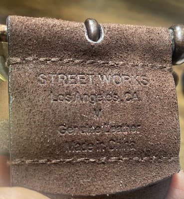 Vintage Street Works Leather &Suede Solid Brass buckle& Studs Tooled Med 35” - Thumbnail 2