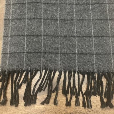 Gray and Black Preppy Plaid Scarf Standard Size - Thumbnail 2
