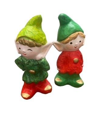 Vintage Christmas Elves Made in Japan 6 Hand painted Ceramic Holiday Whimsical - Thumbnail 4
