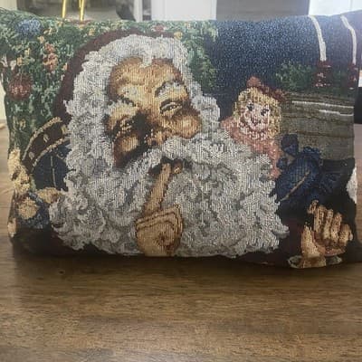 Christmas Tapestry Santa Pillow - Thumbnail 2