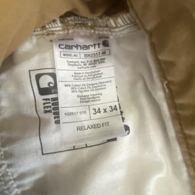 Carhartt Jeans Mens Tan Denim Relaxed Fit Work Wear 34x34 Cargo - Thumbnail 17