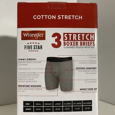 2 3Packs 6 Pair Cotton Stretch Boxer Briefs 2XL Comfort Won’t Ride Up - Thumbnail 3