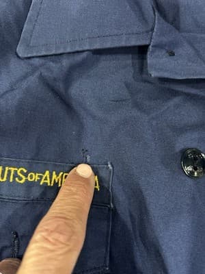 VTG BOY SCOUTS OF AMERICA Button Up Shirt Patches Size Youth 12 Navy Blue - Thumbnail 4