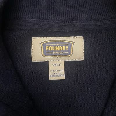 Foundry Supply Co Mens 2XL Black Cotton Partial Zip Pullover Sweater Big & Tall - Thumbnail 4