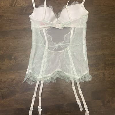 Victorias Secret Lace & Mesh Corset Bustier Garter Straps 32B Romantic Festival - Thumbnail 3