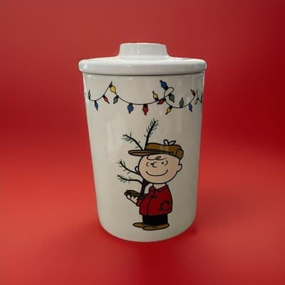 Peanuts a Charlie Brown Christmas with Snoopy Ceramic Canister Cookie Jar - Thumbnail 2