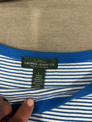 Ralph Lauren LRL Nautical Striped Preppy Shirt Boatneck Buttons Womens Size L - Thumbnail 6