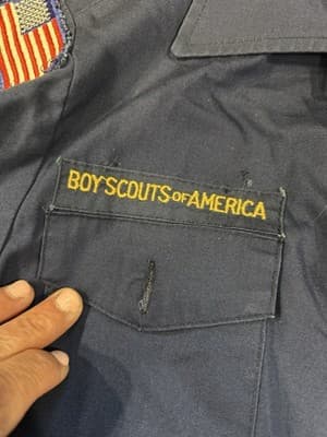 VTG BOY SCOUTS OF AMERICA Button Up Shirt Patches Size Youth 12 Navy Blue - Thumbnail 5