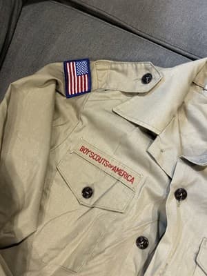 VTG BOY SCOUTS OF AMERICA Button Up Shirt Patches Size Youth 14 Long Sleeve - Thumbnail 4