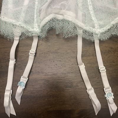 Victorias Secret Lace & Mesh Corset Bustier Garter Straps 32B Romantic Festival - Thumbnail 5