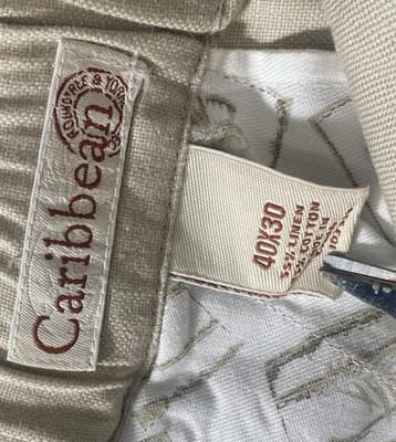 Lot Of 2 Caribbean Mens Linen Blend Elastic Waist Coastal Beachwear Sz40x30 - Thumbnail 4