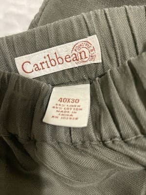 Lot Of 2 Caribbean Mens Linen Blend Elastic Waist Coastal Beachwear Sz40x30 - Thumbnail 7