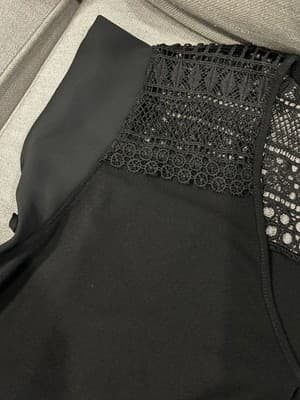 The Limited Black Shirt Women’s Size PL Top Lace Short Cap Sleeve Top Blouse - Thumbnail 3