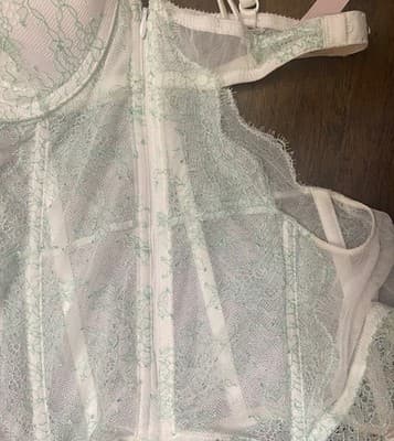 Victorias Secret Lace & Mesh Corset Bustier Garter Straps 32B Romantic Festival - Thumbnail 7