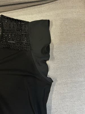 The Limited Black Shirt Women’s Size PL Top Lace Short Cap Sleeve Top Blouse - Thumbnail 4