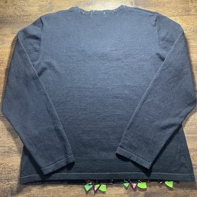 Bobbie Bell Black Christmas Poinsettia Sweater Size Large Holidays - Thumbnail 4