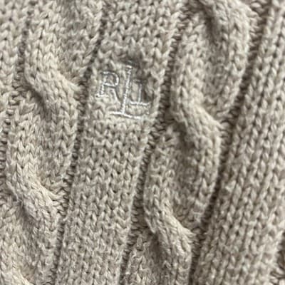 Lauren Ralph Lauren Cable Knit Shawl Collar Sweater All Cotton Size XL - Thumbnail 4