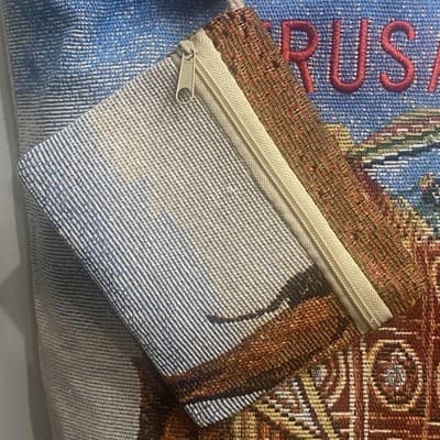 Tapestry Tote w Small Wallet Full Zip Close 16 x 17 Jerusalem Vaca Carry All - Thumbnail 3