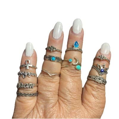 Lot of 18 Rings Various sizes Unknown Metals Or Sizes - Thumbnail 2