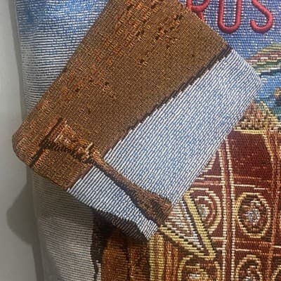 Tapestry Tote w Small Wallet Full Zip Close 16 x 17 Jerusalem Vaca Carry All - Thumbnail 4