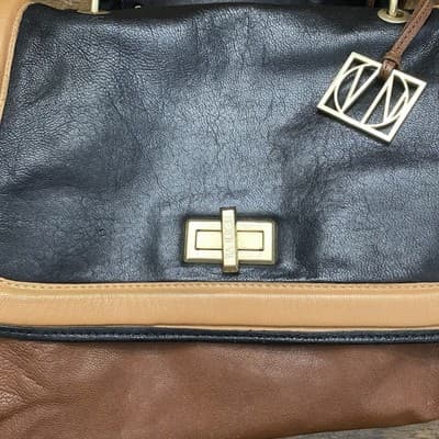 Via Neroli Genuine Leather Satchel Bag W Long Cross Body Or Shoulder Strap 13x8 - Thumbnail 13