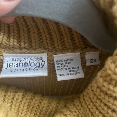 Newport News Chunky Knit Women’s Sweater Mustard Gold 2XL - Thumbnail 3