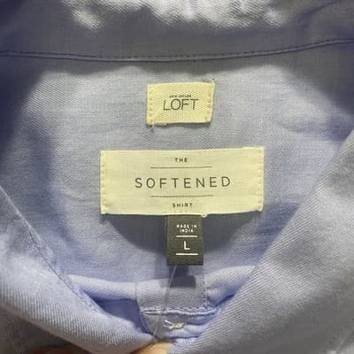 Ann Taylor LOFT The Softened Shirt Sz L Button Up Chambray Blouse Blue Ombré - Thumbnail 7