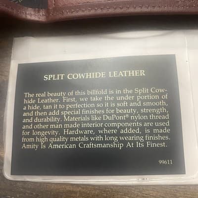 Amity Vintage Leather Long Wallet Split Cowhide Kiss Lock Coin USA Made - Thumbnail 8