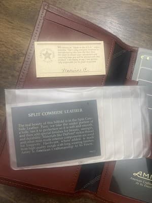 Amity Vintage Leather Long Wallet Split Cowhide Kiss Lock Coin USA Made - Thumbnail 6