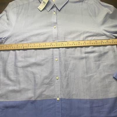 Ann Taylor LOFT The Softened Shirt Sz L Button Up Chambray Blouse Blue Ombré - Thumbnail 2