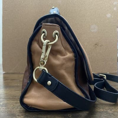 Via Neroli Genuine Leather Satchel Bag W Long Cross Body Or Shoulder Strap 13x8 - Thumbnail 3