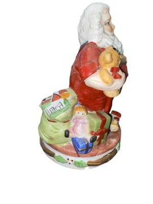 Christmas 1983 Holiday Porcelain Santa Claus w/Toys Musical Spinning Figurine - Thumbnail 2