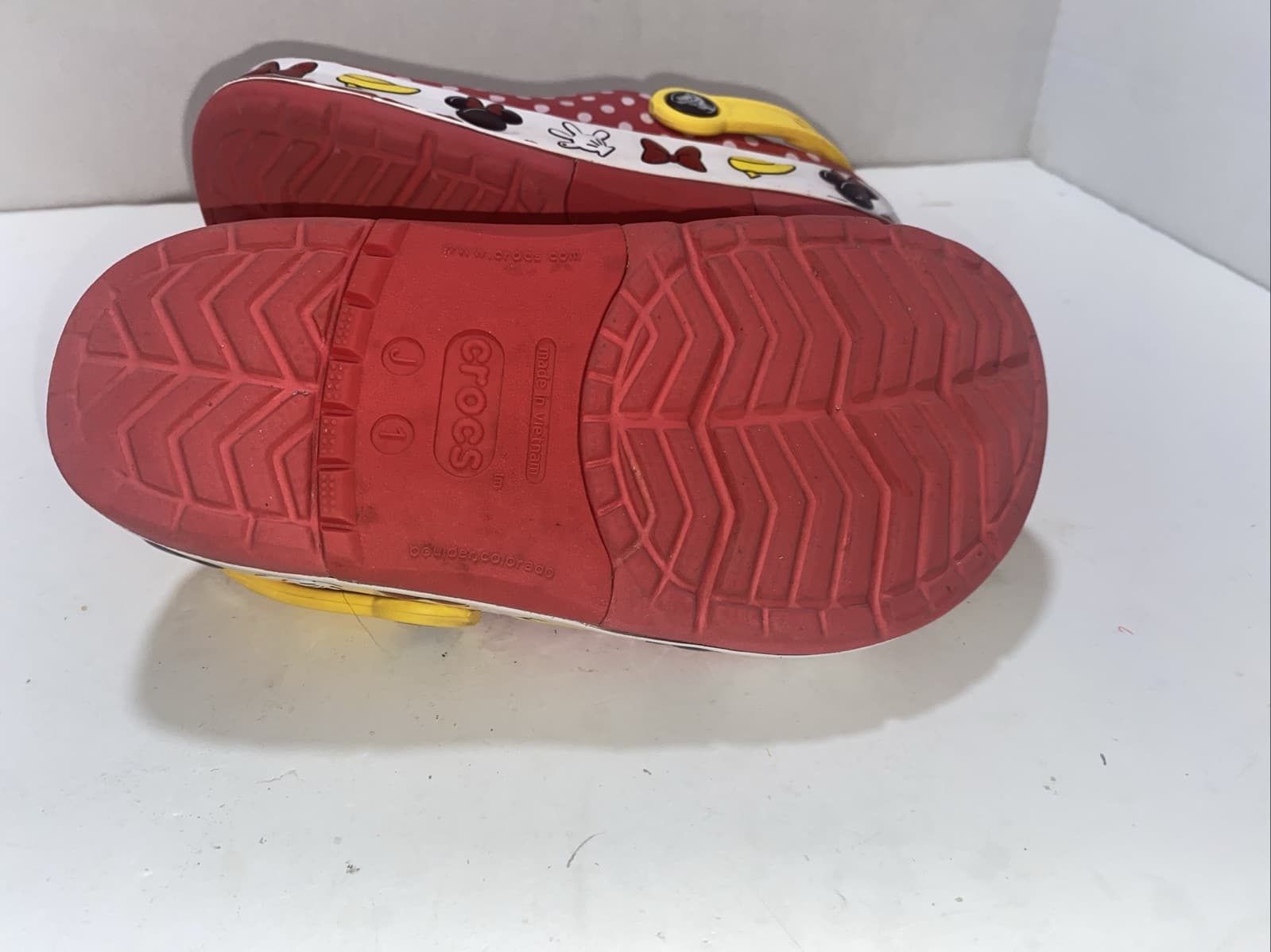 Crocs Disney Parks Minnie Mouse Kids Crocband Red Clogs Junior Size 1 - Thumbnail 7