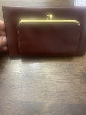Amity Vintage Leather Long Wallet Split Cowhide Kiss Lock Coin USA Made - Thumbnail 4