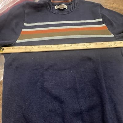 Duluth Trading Co Sweater Men’s Size Sm Navy With Stripes Heavy Cotton - Thumbnail 4