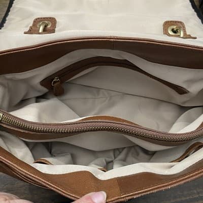 Via Neroli Genuine Leather Satchel Bag W Long Cross Body Or Shoulder Strap 13x8 - Thumbnail 10